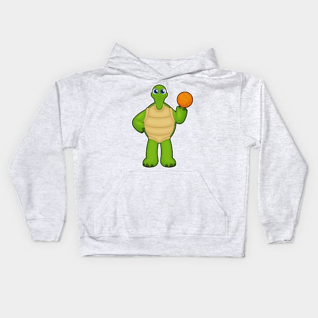 Turtle as Basketball player with Basketball Kids Hoodie by Markus Schnabel